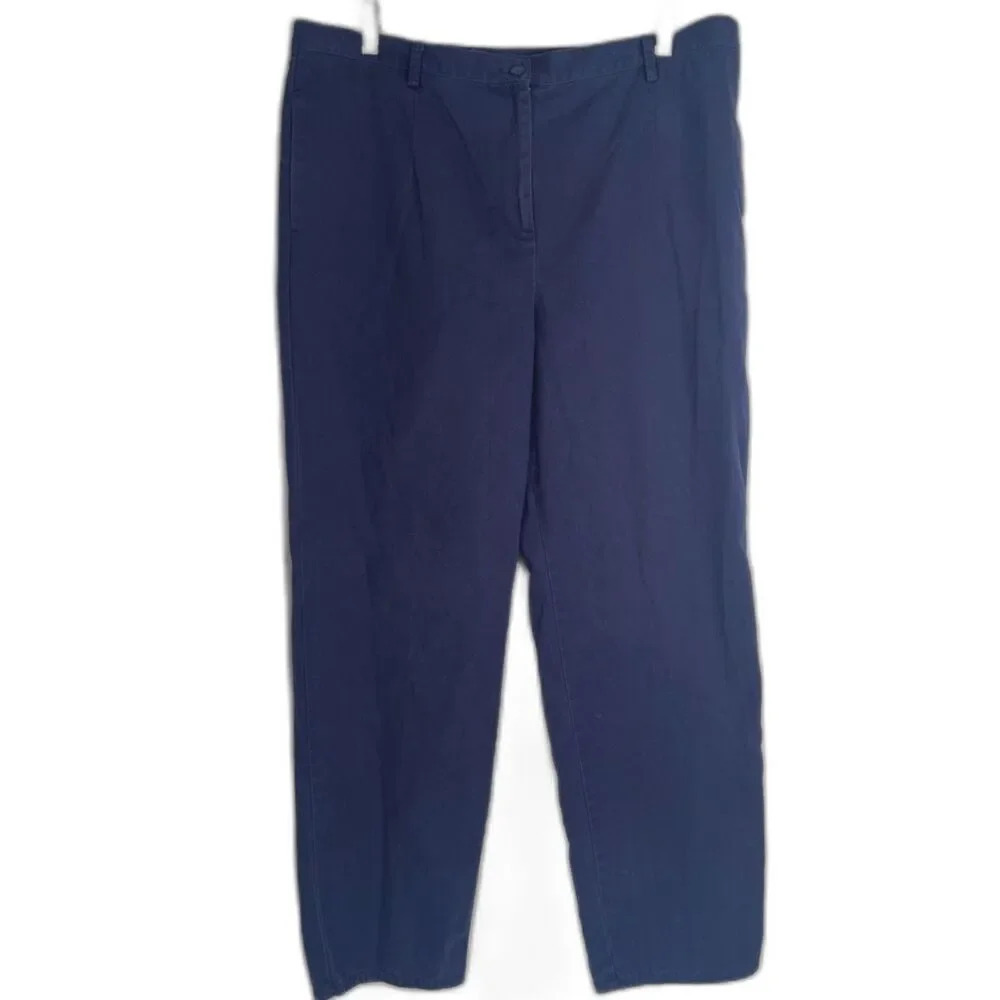 Pendleton Petite Navy Blue Cotton Straight Leg Chino Twill‎ Pants Size 16